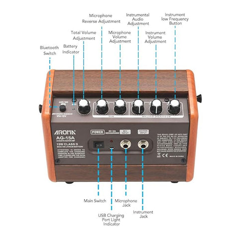 Aroma AG-15A – 15W Portable Acoustic Guitar Amplifier Aroma AG-15A – 15W Portable Acoustic Guitar Amplifier