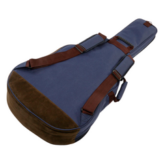 Ibanez IAB541 acoustic gig bag rear, navy blue with brown base and backpack straps