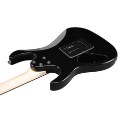 Ibanez GRX70QA body back angled, black gloss with tremolo cavity plate and jack