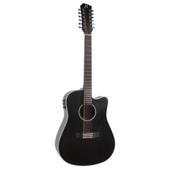 Bamboo GA-4012 Mahogany E-Acoustic Guitar with Bag – Black