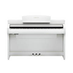 Yamaha Clavinova CSP-275 digital piano in white, front view with three pedals