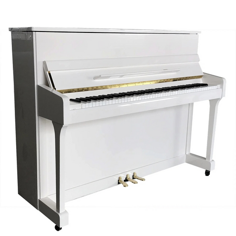 Steiner HU-110 Upright Piano with Free Bench - White