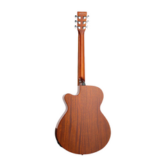 Tanglewood DBT-SFCE electro-acoustic guitar back view, mahogany with cutaway