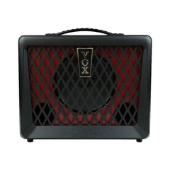 Vox VX50BA bass amp front grille, black cabinet with red diamond mesh and VOX badge