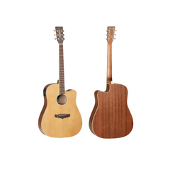 Tanglewood TW5CE Winterleaf semi-acoustic guitar back view, mahogany with cutaway