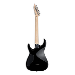 ESP LTD MH-10 electric guitar back view, black body with maple neck