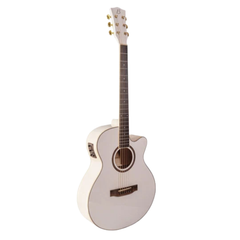Bamboo GA-40 Acoustic-Electric Guitar with Bag - White
