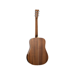 Tanglewood TW15 Sundance Reserve dreadnought guitar back view, mahogany with chrome tuners