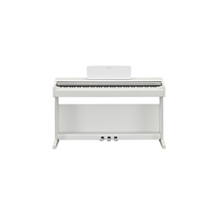 Yamaha Arius YDP-145 digital piano in white, front view with three pedals