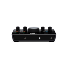 M-Audio AIR 192|4 audio interface front panel angled view, gain knobs and headphone jacks