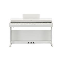 Yamaha Arius YDP-165 digital piano in white, front view with three pedals