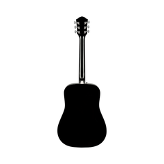 Fender FA-125 dreadnought acoustic guitar back view, gloss black with maple neck