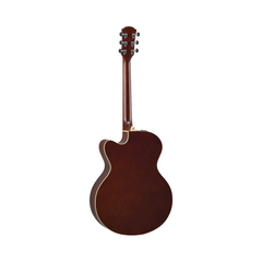 Yamaha CPX600 electro-acoustic guitar back view, old violin sunburst with cutaway