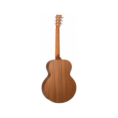 Tanglewood TM3E Metropolitan guitar back view, figured walnut with chrome tuners