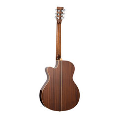 Tanglewood TW45 RE electro-acoustic guitar back view, rosewood with cutaway