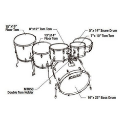 Tama Imperialstar 6-piece drum kit diagram showing shell sizes and hardware