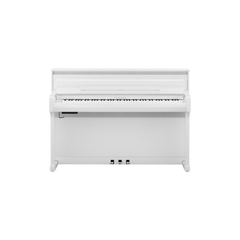 Yamaha Clavinova CLP-885 digital piano in polished white, front view with three pedals