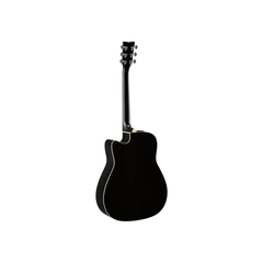 Yamaha FGX820C acoustic-electric guitar back view, gloss black with cutaway
