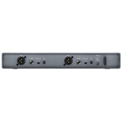 Sennheiser XSW 1 dual wireless receiver rear panel with two XLR and jack outputs
