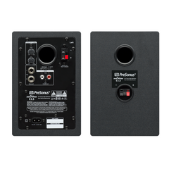 PreSonus Eris E3.5 studio monitor pair, rear panel with controls and inputs