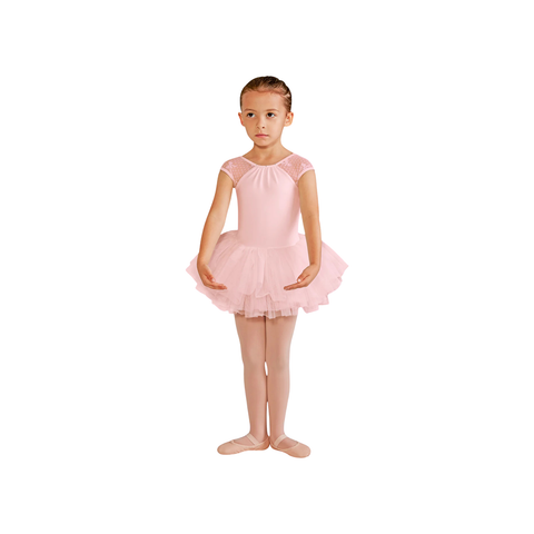 Bloch Girls Elenore Bow Mesh Tutu Leotard - Candy pink