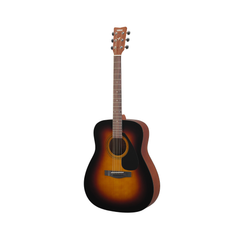 Yamaha F310 dreadnought acoustic guitar angled front view, tobacco brown sunburst