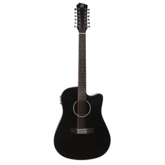 Bamboo GA-4012 Mahogany E-Acoustic Guitar with Bag – Black