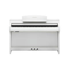 Yamaha Clavinova CSP-255 digital piano in white, front view with three pedals