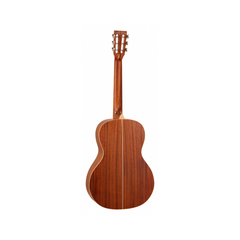 Tanglewood TSC8E Sundance parlour guitar back view, mahogany with chrome tuners