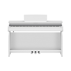 Yamaha CLP-825 Clavinova digital piano in white, front view with pedals
