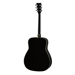 Yamaha FG820 dreadnought acoustic guitar back view, black with cream binding