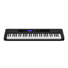 Casio Casiotone CT-S400 portable keyboard in black, front view with blue LCD panel