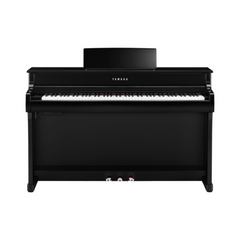 Yamaha CLP-835 Clavinova digital piano in polished ebony, front view with pedals
