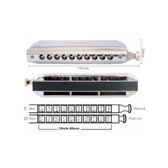 EAST TOP T1040 Chromatic Harmonica – Silver