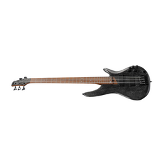 Ibanez SR505E five-string bass full side profile, dark charcoal grain, maple fretboard