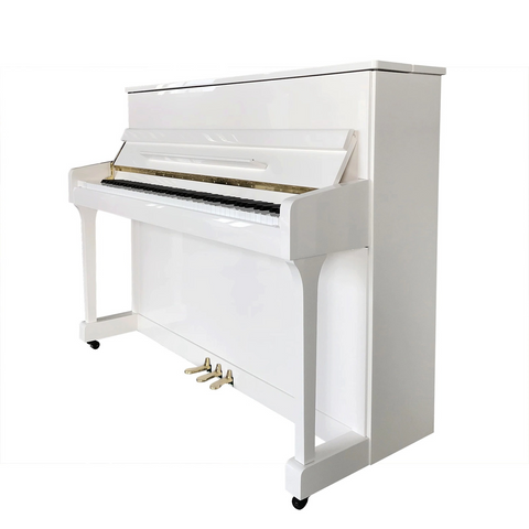 Steiner HU-110 Upright Piano with Free Bench - White