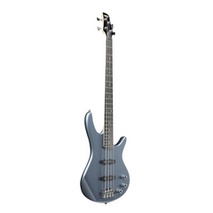 Ibanez GSR180 bass guitar angled front view, Baltic blue metallic with rosewood fretboard