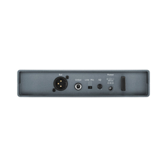 Sennheiser XSW 1 receiver rear panel close-up, balanced, line-mic and power connectors
