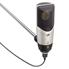 Sennheiser MK 4 Digital microphone mounted on boom arm with XLR cable