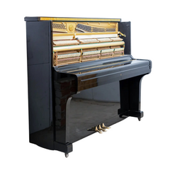 Kawai KU-3D upright angled view with top open showing hammers and strings