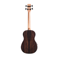 Cordoba Mini II Bass headstock rear close-up, ebony peghead with maple neck