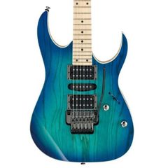 Ibanez RG370AHMZ electric guitar full front, blue moon quilted top with maple neck