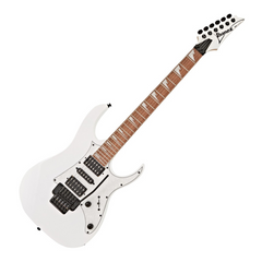 Ibanez RG350DXZ electric guitar full front standing, white gloss finish