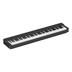 Yamaha P-225 black digital piano, angled front view of the full 88-key keyboard