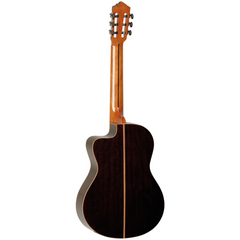 Tanglewood EM-DC5 classical guitar back view, rosewood body and cutaway