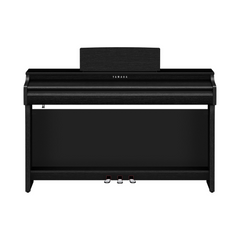 Yamaha Clavinova CLP-825 digital piano in black, front view with three pedals