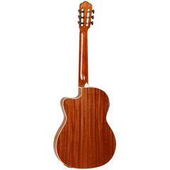 Tanglewood EM-DC2 electro-classical guitar back view, mahogany with cutaway