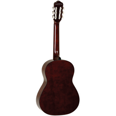 Tanglewood EMC2 classical guitar 3/4 back view, natural gloss finish