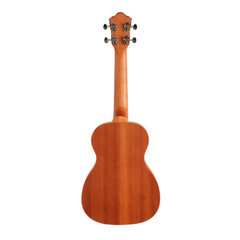 Ibanez UKC10 concert ukulele back view, open pore natural mahogany