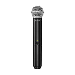 Shure SM58 handheld wireless microphone, black body with silver ball grille